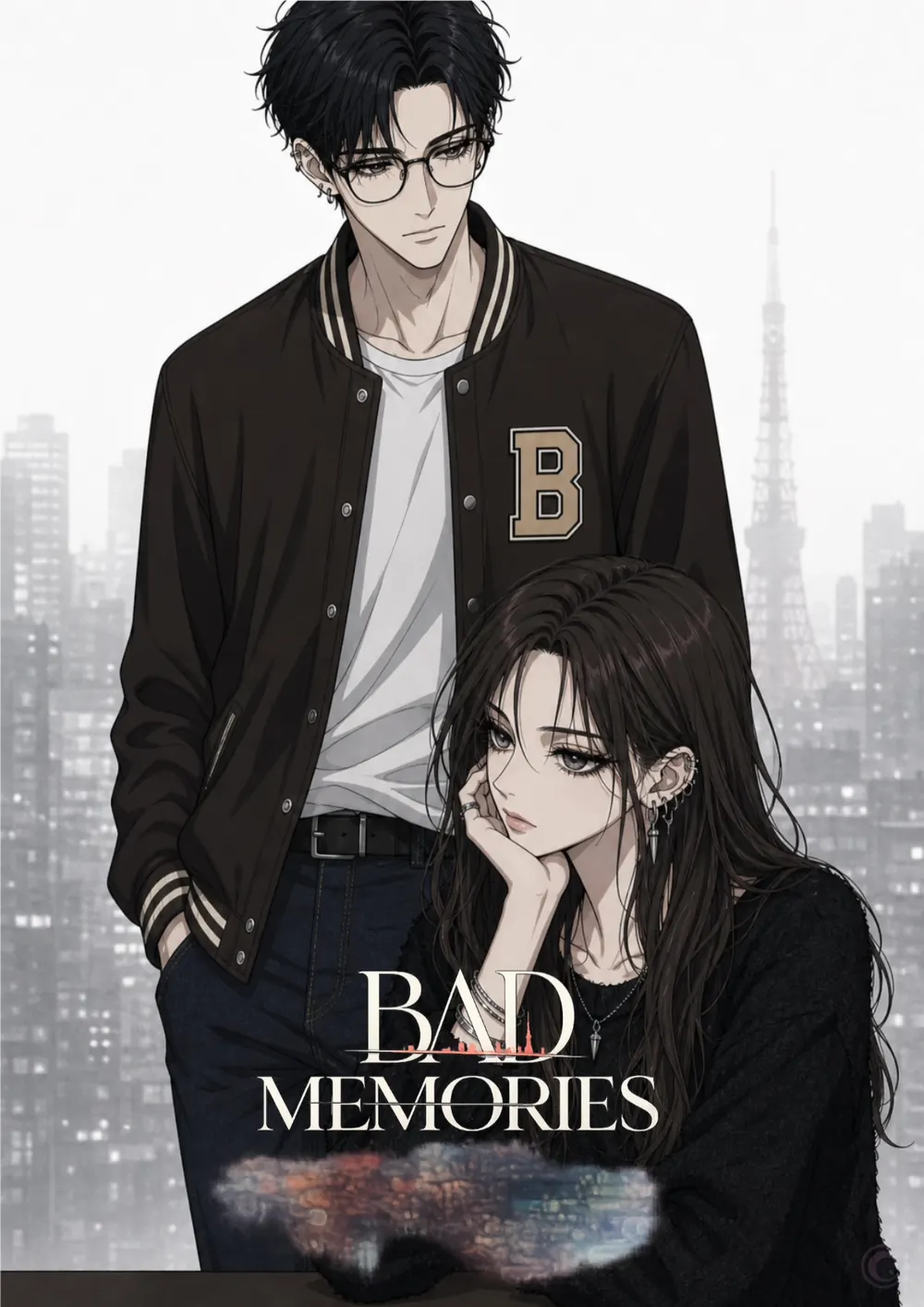 Bad Memories, The Winter: the cover, a couple against a snowy city.